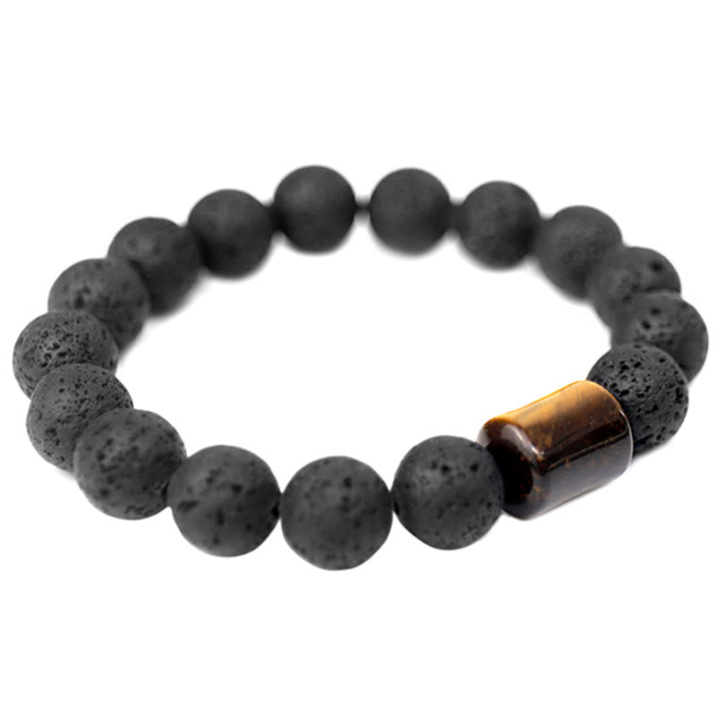 Lava Rock Ebony Wood Tiger's Eye Bracelet