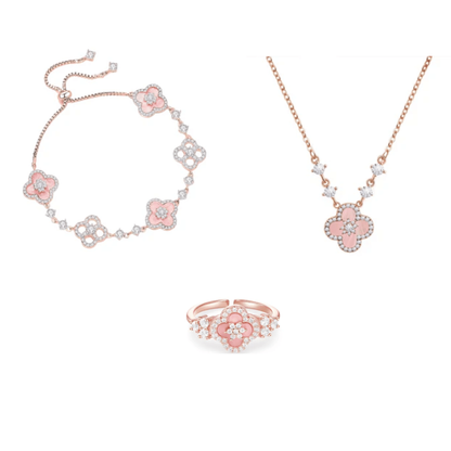 "Sakura Blossom Promise" Jewelry Set | Necklace, Bracelet, Ring, 925 Sterling Silver