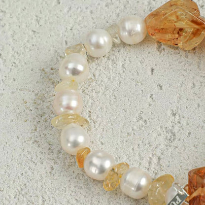 Golden Bloom Citrine & Pearl Bracelet