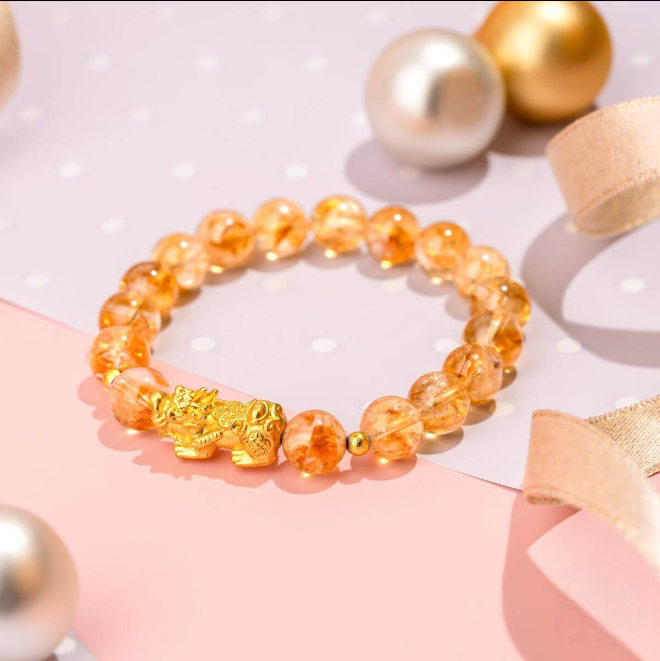 Citrine Pixiu Bead Bracelet by Worn Within