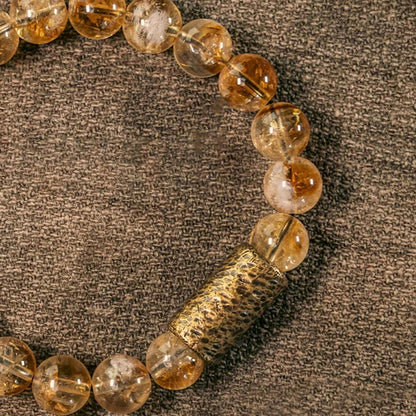 Citrine Brass Bead Bracelet