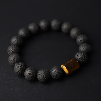 Lava Rock Ebony Wood Tiger's Eye Bracelet