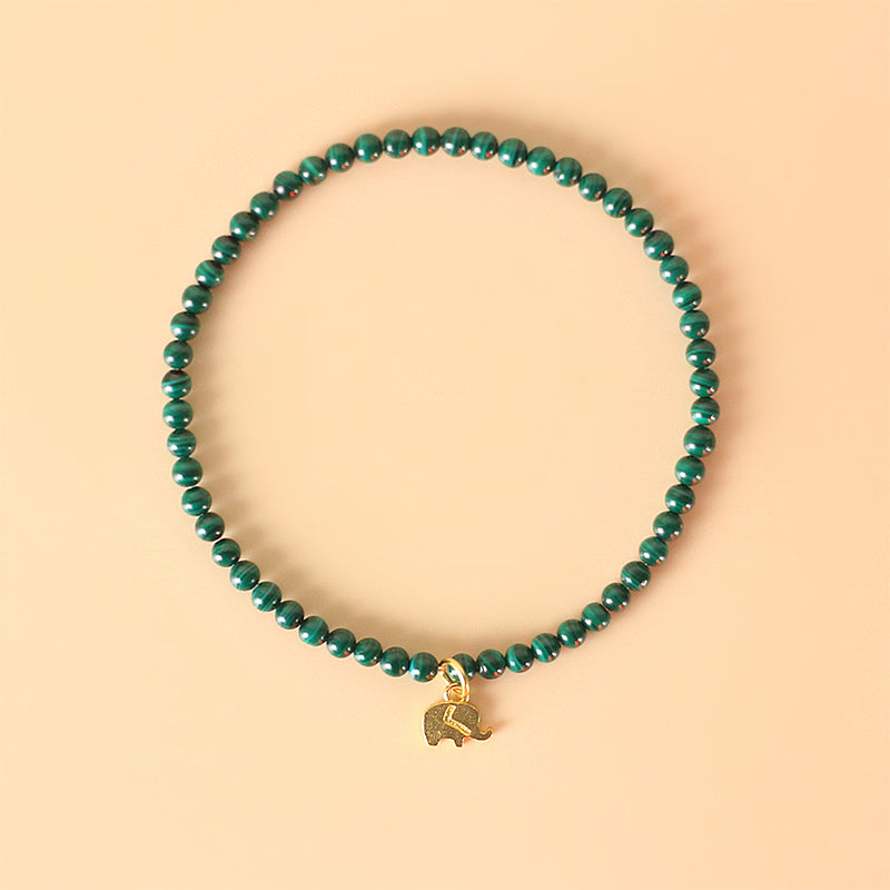 Malachite Elephant Charm Bracelet by Worn Within