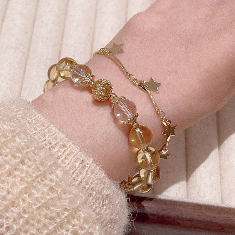 Citrin-Mondstein-Schmetterlings-Charm-Armband