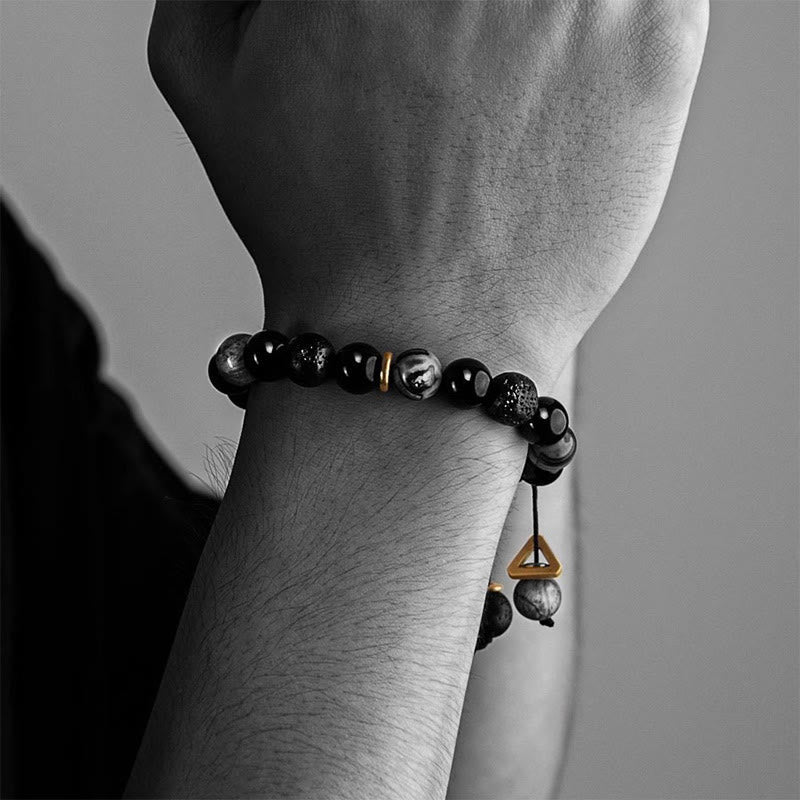 Black Obsidian Lava Rock Bracelet