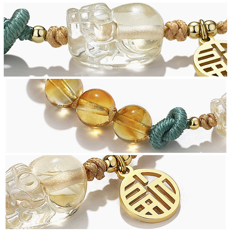 Citrine Pixiu Fu Character Bracelet