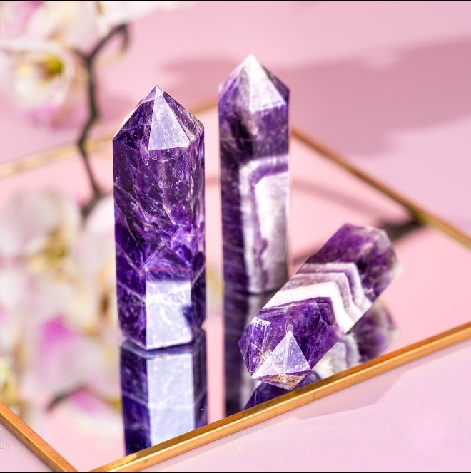 Chevron Amethyst Crystal Point
