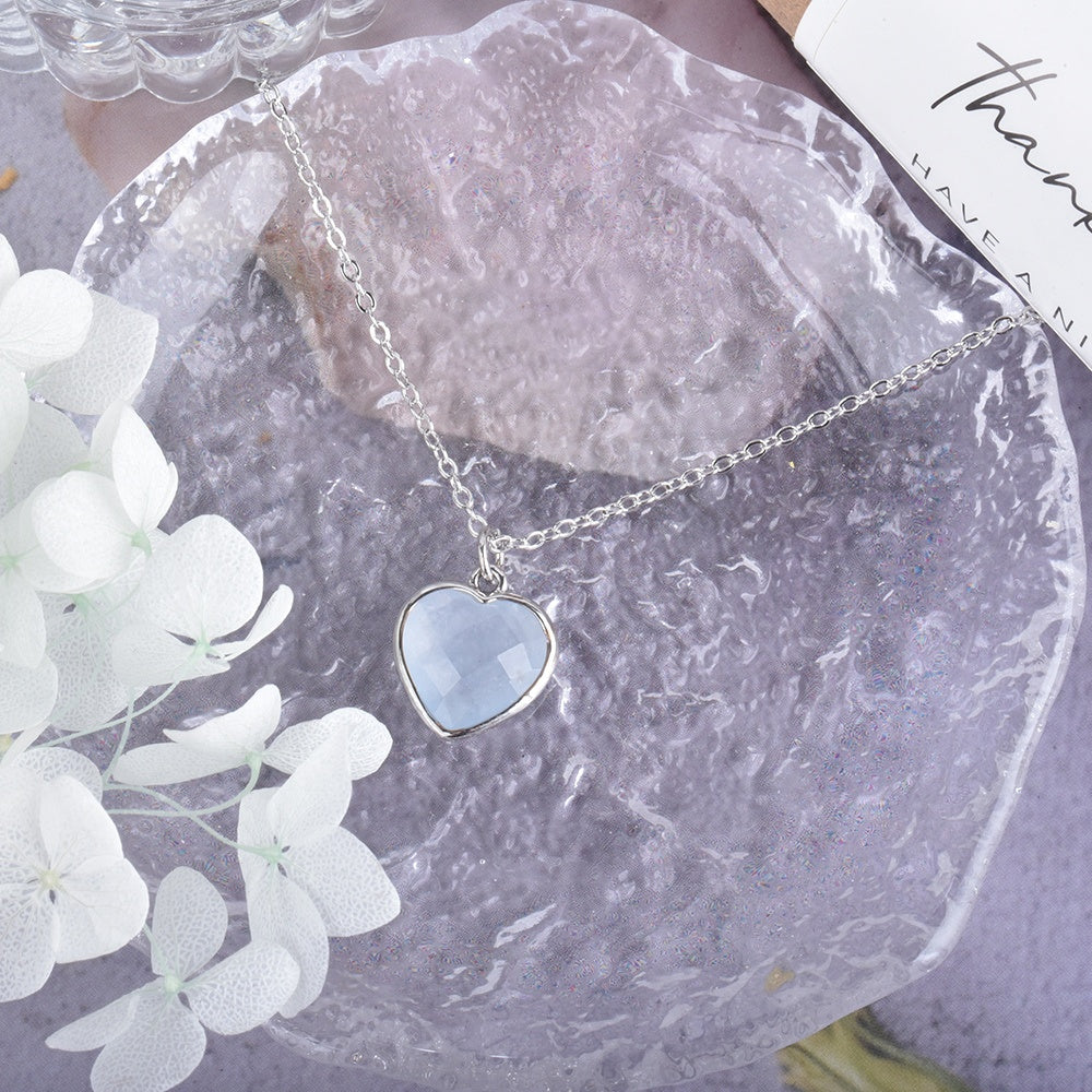 Faceted Aquamarine Heart Pendant by Worn Within