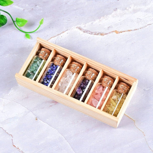 Natural Gemstone Glass Bottle Decor Set by Worn Within