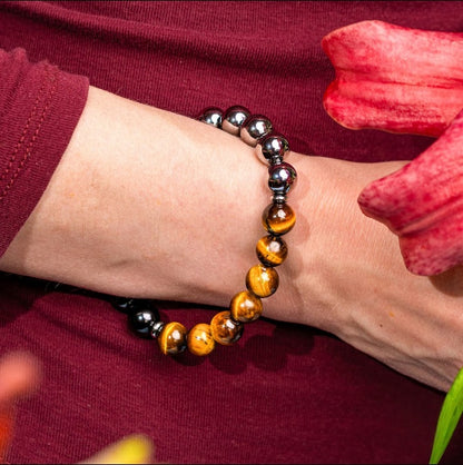 Obsidian Tiger's Eye Triple Bead Bracelet