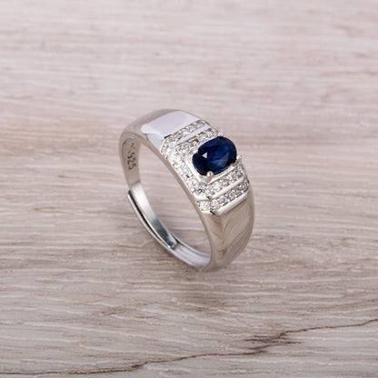 Blauer Saphir Kristallring Verstellbarer Edelsteinschmuck