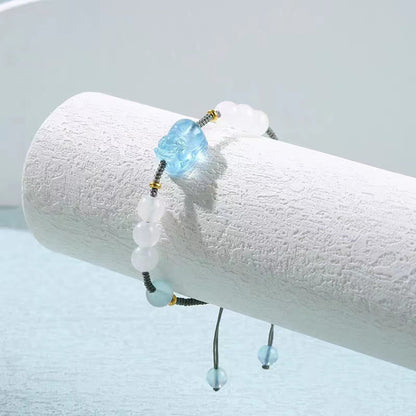 Aquamarine Pixiu Hetian White Jade Bracelet