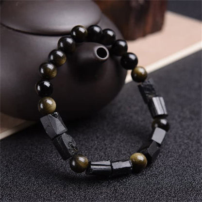Gold Sheen Obsidian Bead Bracelet by Worn Within