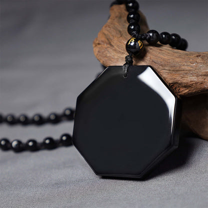 48mm Black Obsidian Yin Yang Necklace