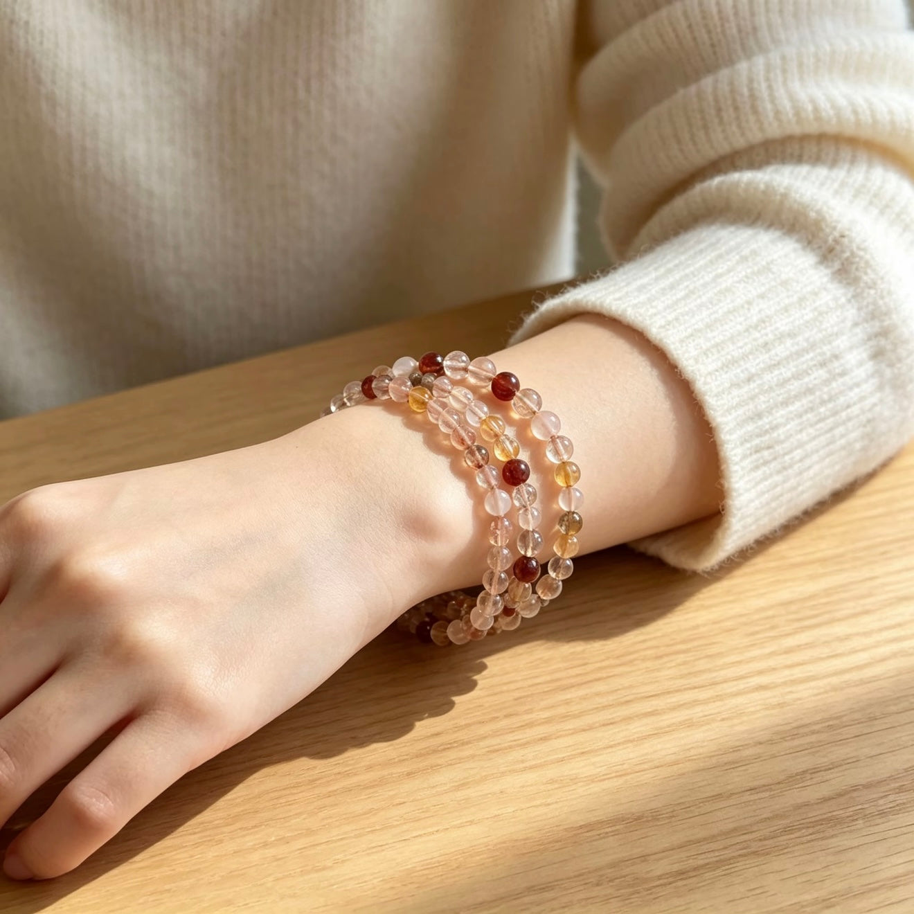 Rainbow Crystal Wrap Bracelet — 3-Strand Natural Color Crystal