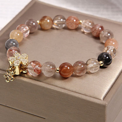 Multicolored Rutilated Quartz Citrine Flower Bracelet