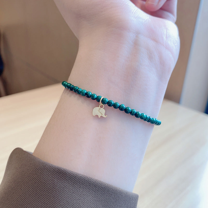 Malachite Elephant Charm Bracelet