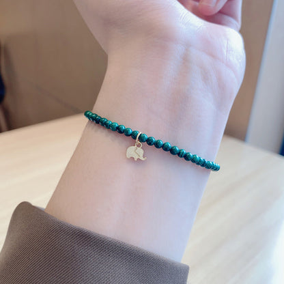 Malachite Elephant Charm Bracelet