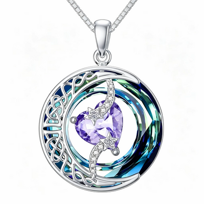 Moonlit Birthstone Heart Necklace | S925 Silver