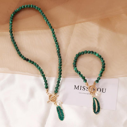Malachite Necklace and Bracelet Set