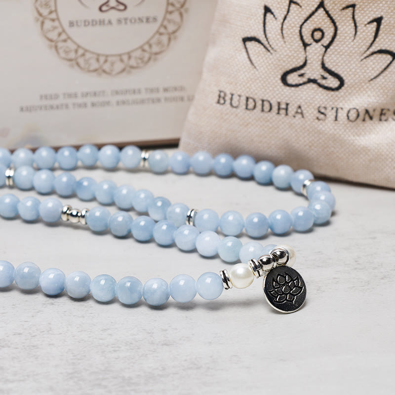 108 Beads Aquamarine Mala Bracelet