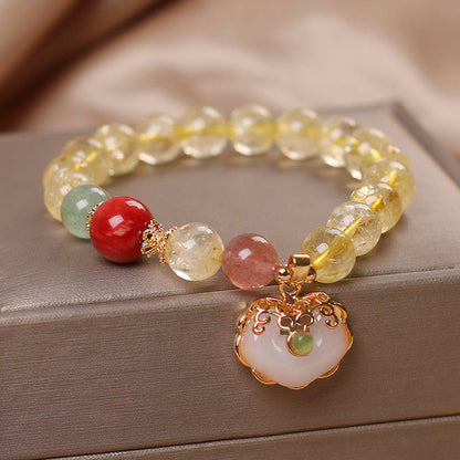 Citrine White Jade Quartz Charm Bracelet