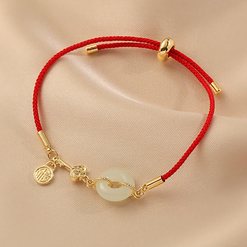 Hetian Jade-Armband mit roter Kordel