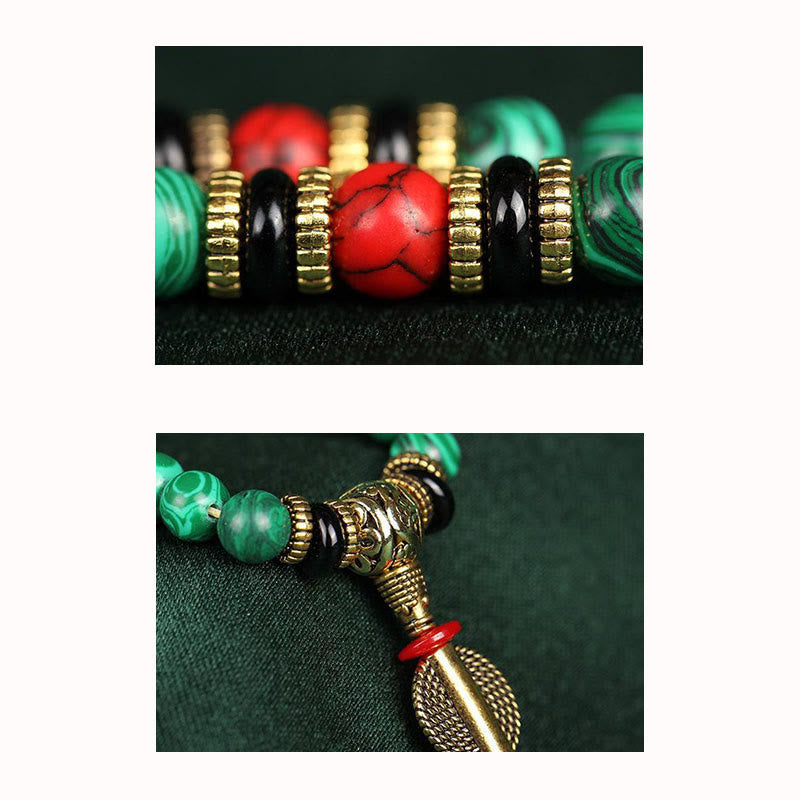Tibetan 108-Bead Malachite Mala Bracelet