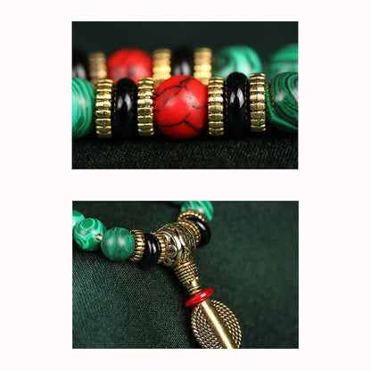 Tibetan 108-Bead Malachite Mala Bracelet