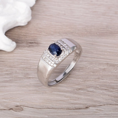 Blue Sapphire Crystal Ring Adjustable Gemstone Jewelry by Worn Within