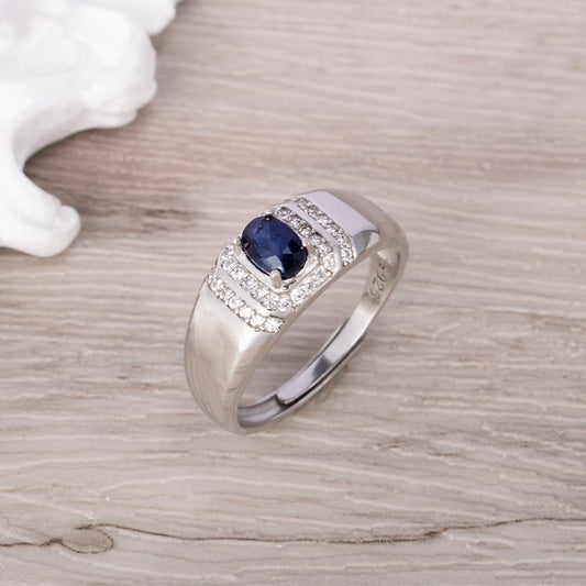 Blue Sapphire Crystal Ring Adjustable Gemstone Jewelry by Worn Within