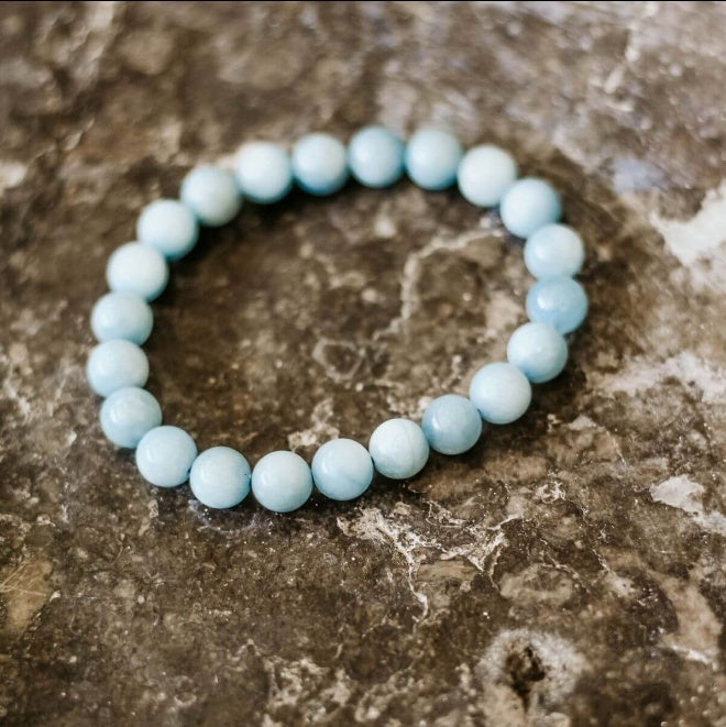 Aquamarin-Perlenarmband mit einfacher Reihe