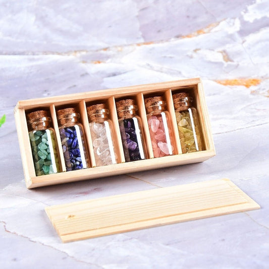 Natural Gemstone Glass Bottle Decor Set