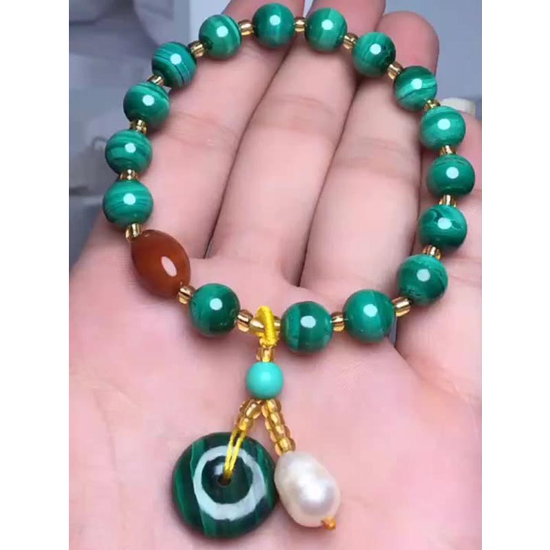 Malachite Red Agate Charm Bracelet