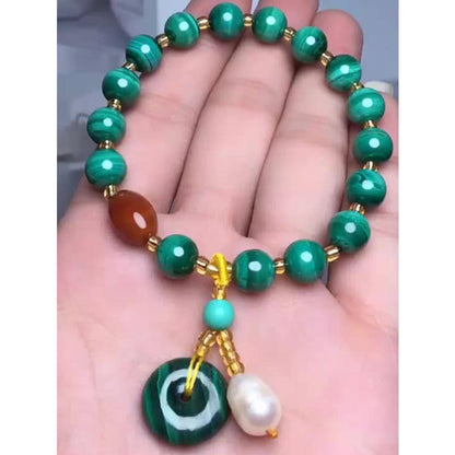 Malachite Red Agate Charm Bracelet
