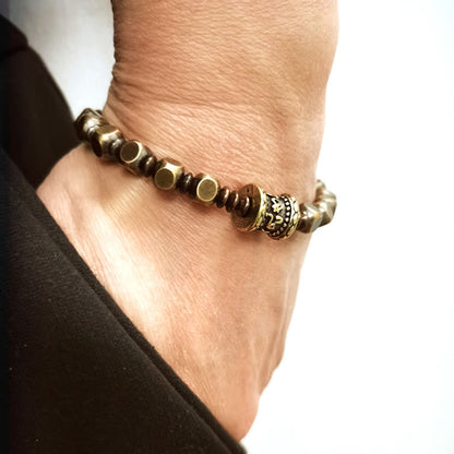 Brass Amulet Bead Bracelet