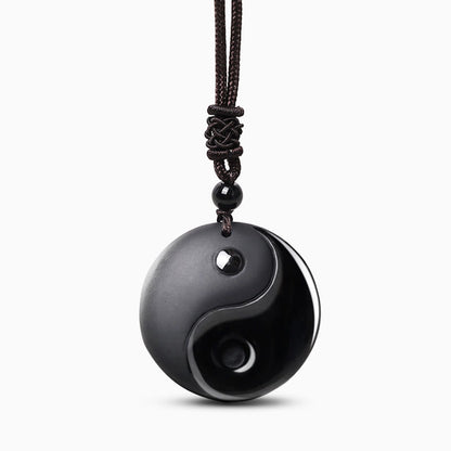 Black Obsidian Nine-Character Mantra Necklace