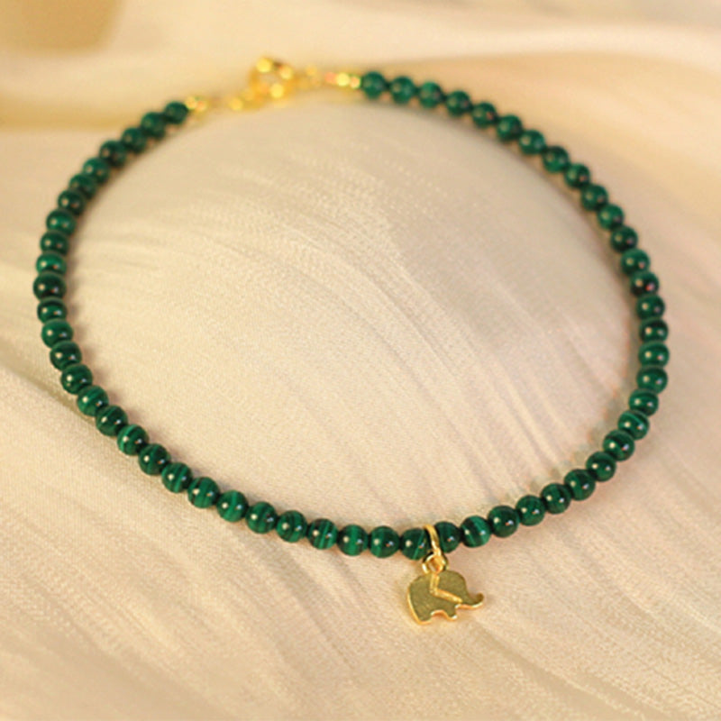 Malachite Elephant Charm Bracelet