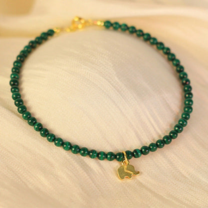 Malachite Elephant Charm Bracelet