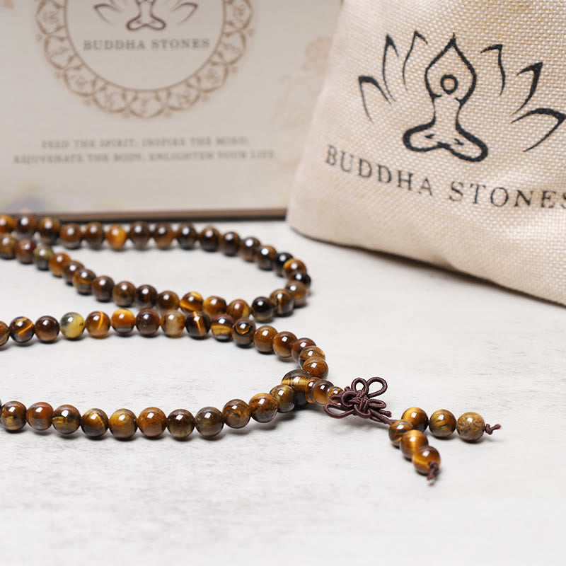 Tibetan 108-Bead Tiger's Eye Mala Bracelet