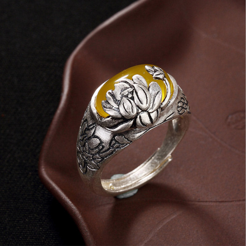 Citrine Lotus Adjustable Ring by Worn Within
