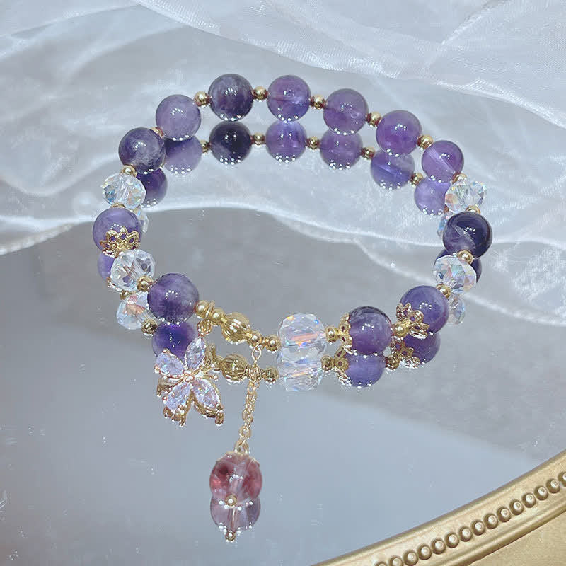 Amethyst Butterfly Charm Bracelet