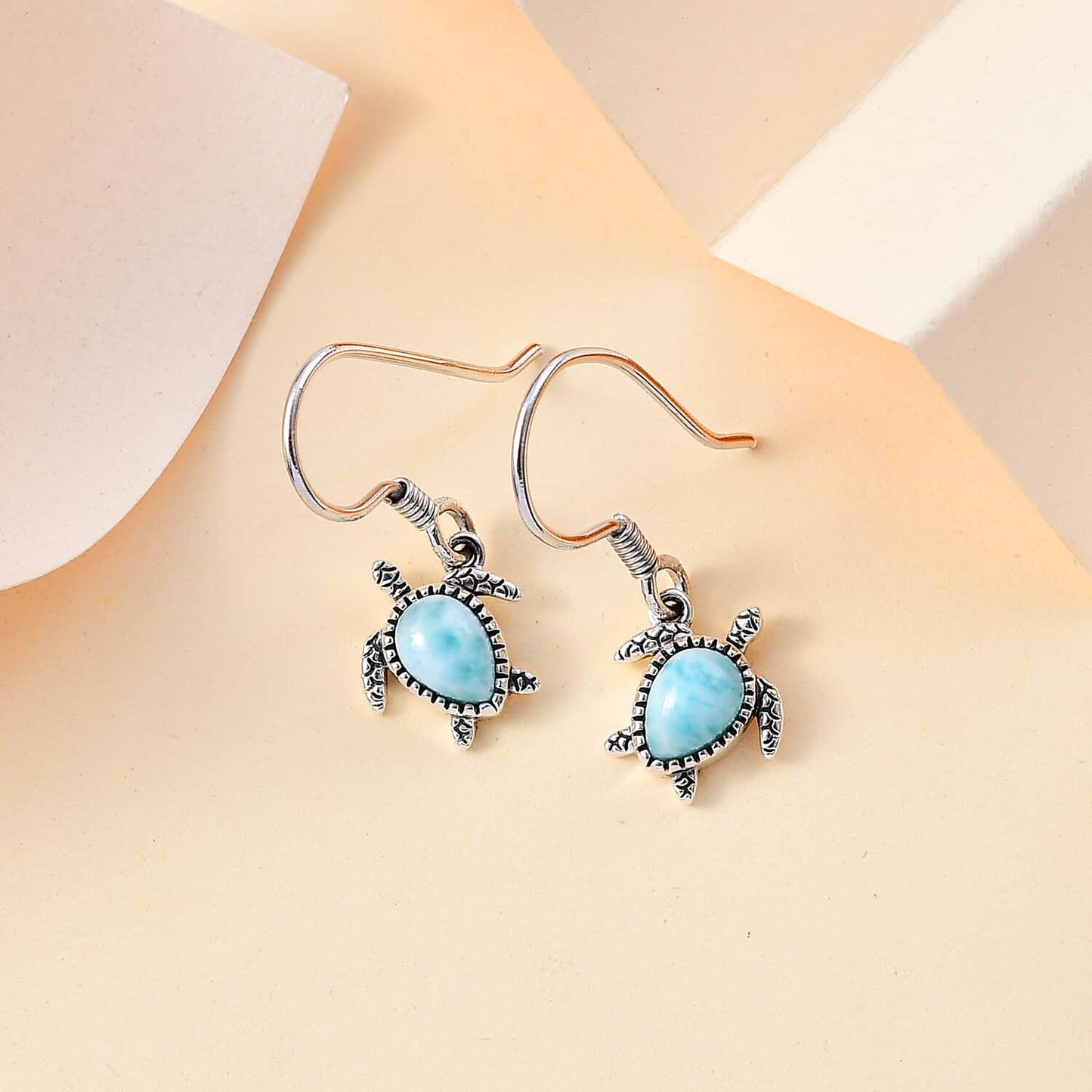 Larimar Turtle Earrings in Sterling Silver by Worn Within