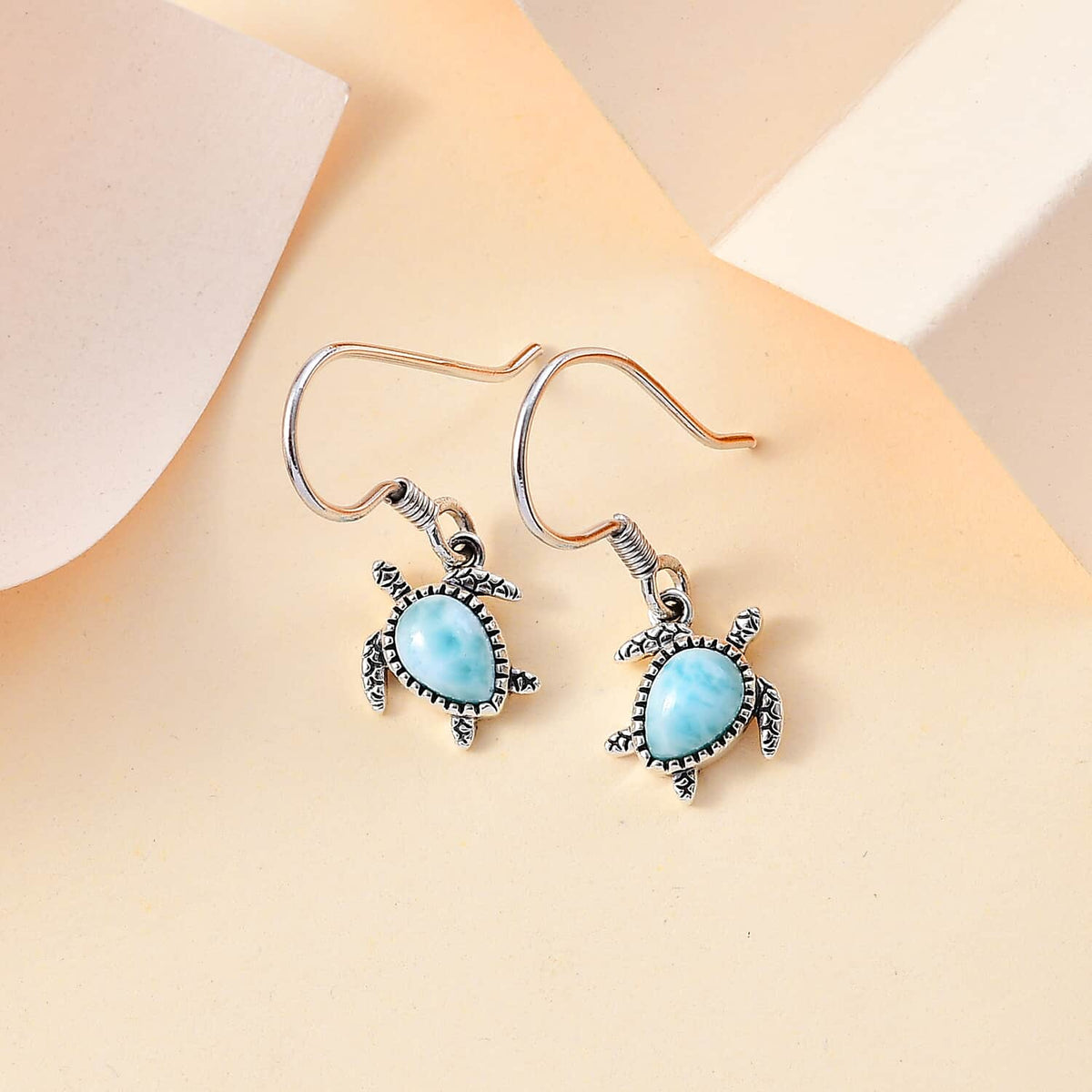 Larimar Turtle Earrings in Sterling Silver by Worn Within
