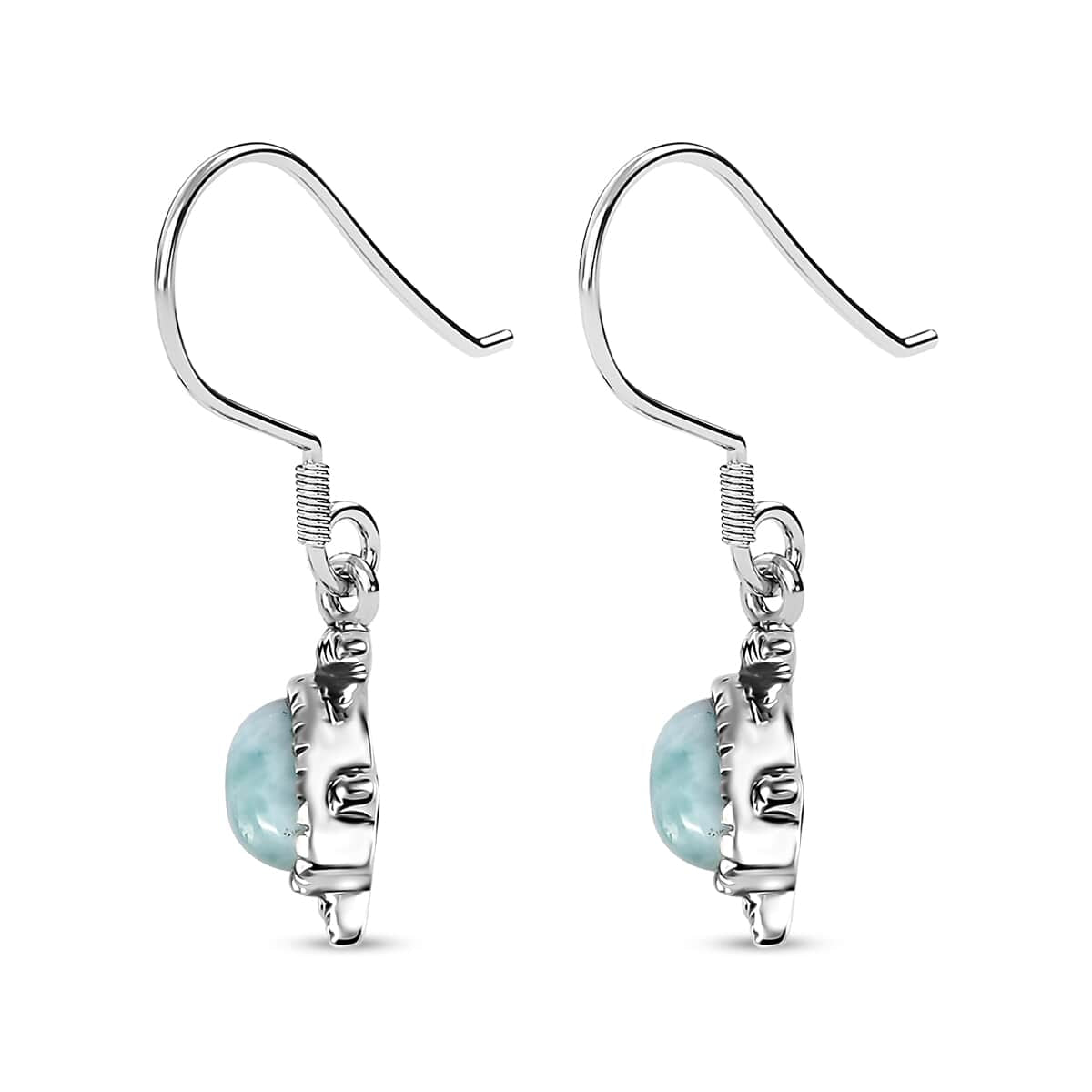 Larimar-Schildkrötenohrringe aus Sterlingsilber