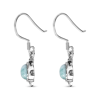 Larimar-Schildkrötenohrringe aus Sterlingsilber