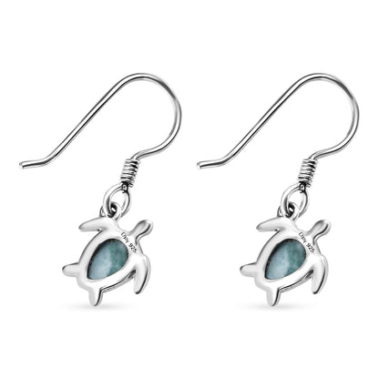 Larimar-Schildkrötenohrringe aus Sterlingsilber