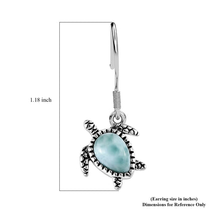 Larimar-Schildkrötenohrringe aus Sterlingsilber