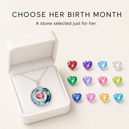 Moonlit Birthstone Heart Necklace | S925 Silver