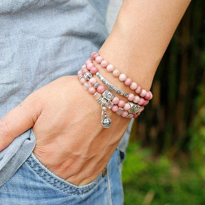 108 Natural Rhodochrosite Mala Beads